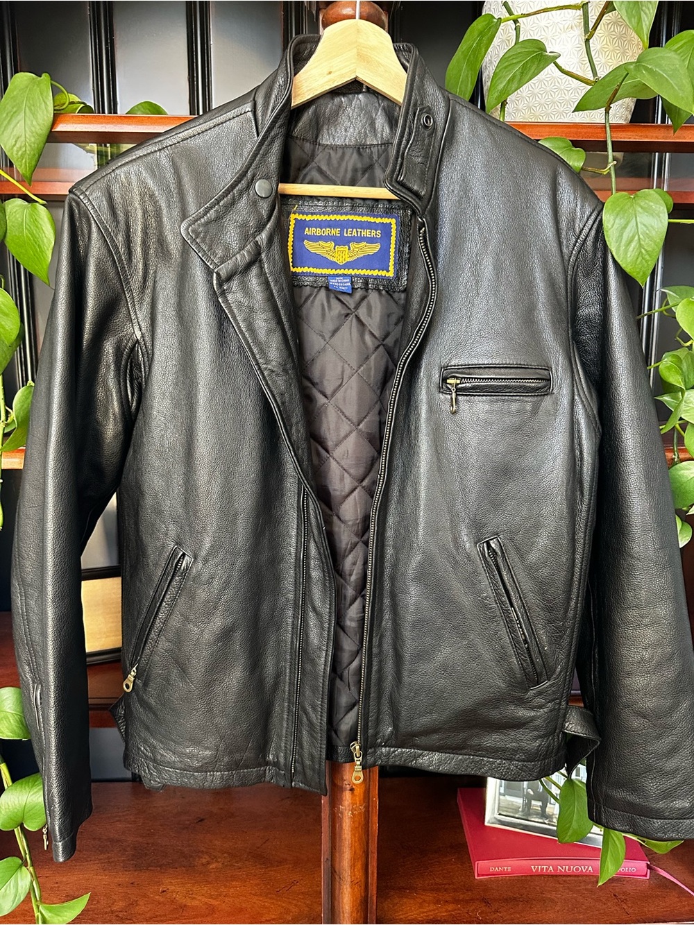Vintage Airborne Leathers Leather Moto Jacket Size M
